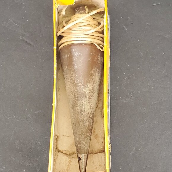 Vintage Dietzgen Brass Plumb Bob 5724S-18 Ounce Tool with Original Box & Steel P - Picture 4 of 13